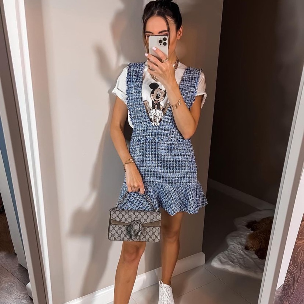 ZARA tweed look textured pinafore dress blogger favorite - Picture 5 of 14